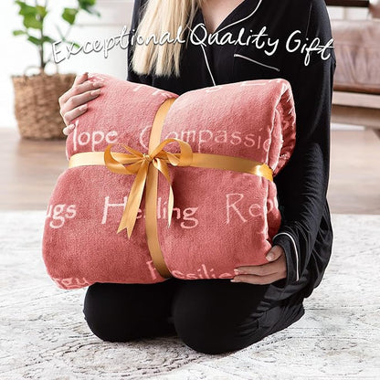 Chanasya Healing Warm Hugs Gift Throw Blanket - Sympathy Gift Breast Cancer Chemo Survivor Get Well Caring Gifts - Comfort Pink Gift Blanket for Love Support Women Grandma Friend - Rosetan