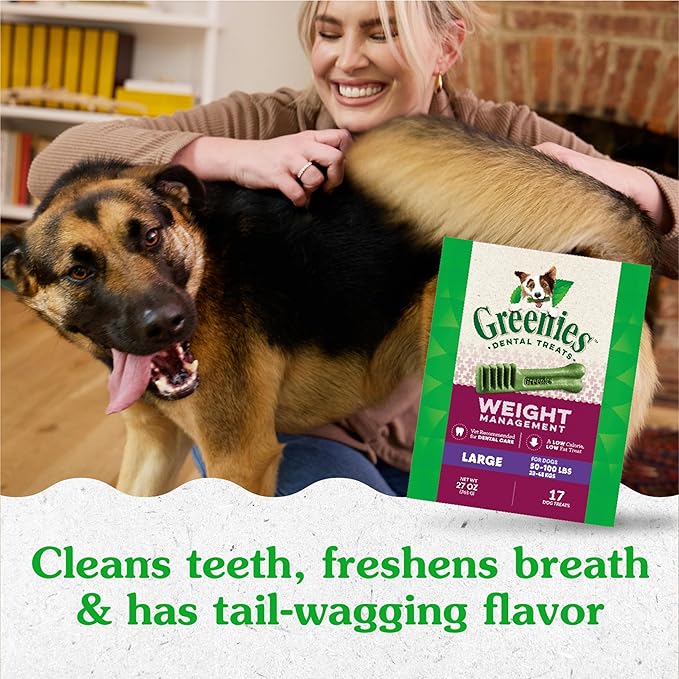 Greenies Weight Management Large Dog Dental Chews Weight Control Dog Treats, 27 oz. Pack (17 Treats)-Mewly Pet