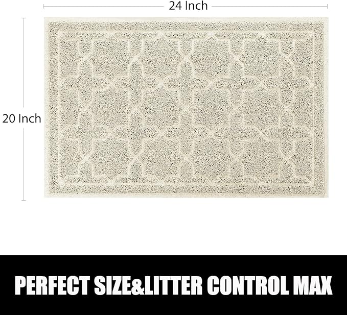 Yimobra Cat Litter Mat, 24"x20" Litter Mat with Litter Lock Mesh, Soft Cat Litter Mat Litter Trapping Mat, Easy to Clean, Non-Slip, Water Resistant, Litter Free Floors, Beige-Mewly Pet