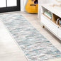 JONATHAN Y Speer Abstract Linear Stripe Gray/Blue Runner Rug, 2x8, Contemporary, Rustic, Easy-Cleaning for Living Room, Bedroom, Kitchen, Pet Friendly, Non-Shedding (LUX106A-28)