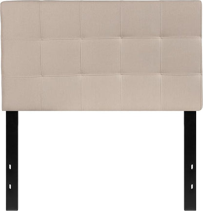 Flash Furniture Bedford Box Stitch Tufted Upholstered Twin Size Headboard in Beige Fabric