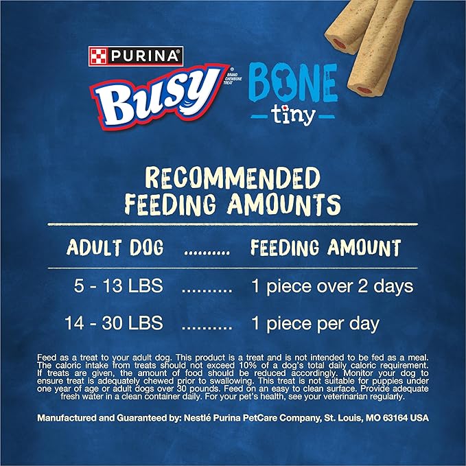 Purina Busy Bone Adult Toy Breed Dog Chew Bone Treats, Tiny - 60 ct. Pouch-Mewly Pet