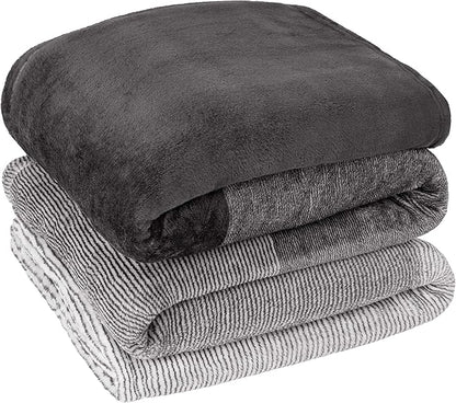 PAVILIA Gray Ombre Fleece Throw Blanket for Couch, Soft Flannel Blanket for Sofa Bed Room, Plush Lightweight Light Grey Gradient Blanket, Cozy Microfiber Decorative Gift Throw, 50x60