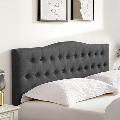 Tufted Upholstered Headboard Full Size, Sturdy and Durable Solid Wood Full XL headboard, Fabric Headboard Adjustable Height from 37” to 51”, Modern Button Diamond Design Head Board, Black