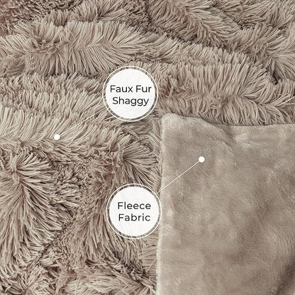 Tuddrom Decorative Extra Soft Faux Fur Throw Blanket 70"x78",Solid Reversible Fuzzy Lightweight Long Hair Shaggy Blanket,Fluffy Cozy Plush Fleece Comfy Microfiber Blanket for Couch Sofa Bed,Khaki