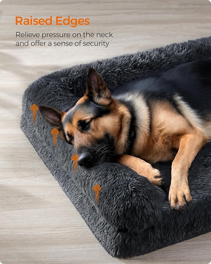 Feandrea Dog Bed, Orthopaedic Dog Sofa Bed for Large Dogs, Waterproof Ped Bed with Removable Washable Cover, 48 x 33.5 x 9.5 Inches, Dark Gray UPGW234G02-Mewly Pet