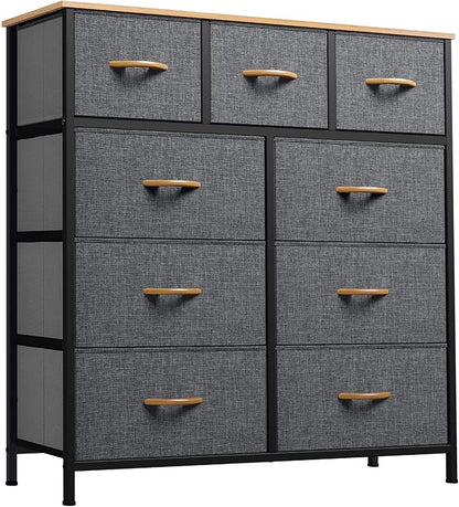 YITAHOME Dresser with 9 Drawers, Fabric Dresser for Bedroom, Living Room, Hallway, Closets (Dark Grey)