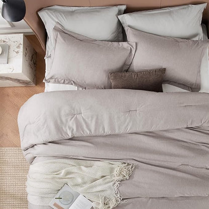 Bedsure King Size Comforter Set - Taupe Soft Bedding for All Seasons, Cationic Dyed Bed Set, 3 Pieces, 1 King Size Comforter (104"x90") and 2 Pillow Shams (20"x36"+2")