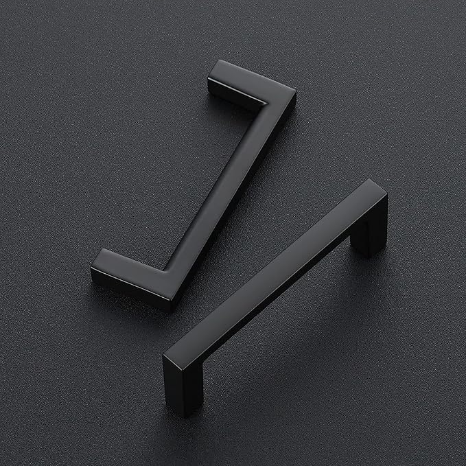 Ravinte 30 Pack Matte Black Cabinet Pulls, 3 Inch (76mm) Hole Center Slim Kitchen Handles, Square Drawer Pulls for Cabinets & Cupboards, Hardware