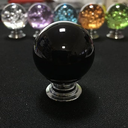 12 Pcs 30mm Round Shape Bubble Crystal Glass Cabinet Knobs with Screws Drawer Knob Pull Handle Used for Kitchen, Dresser, Door, Cupboard (Black)