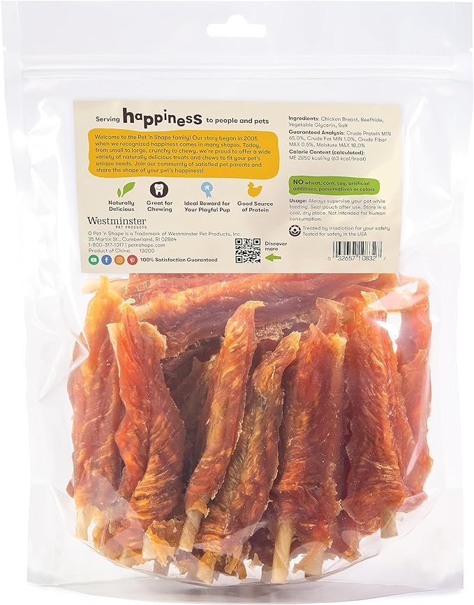 Pet 'n Shape Chik 'n Skewers – Chicken Wrapped Rawhide Dog Chew-Mewly Pet