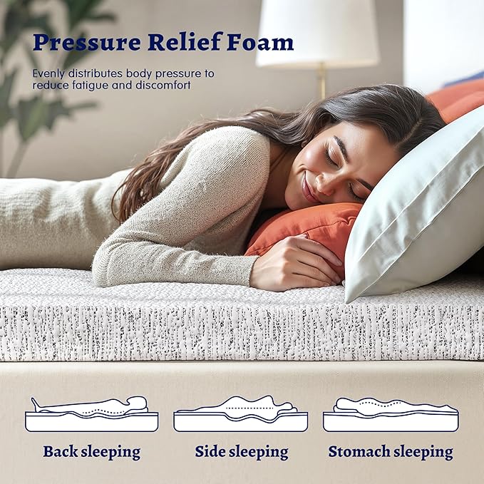 Subrtex Memory Foam Mattress Topper King, 3 Inch Mattress Topper for Pressure Relieving, Breathable Bed Toppers Mattress Pads with Removable Washable Cover