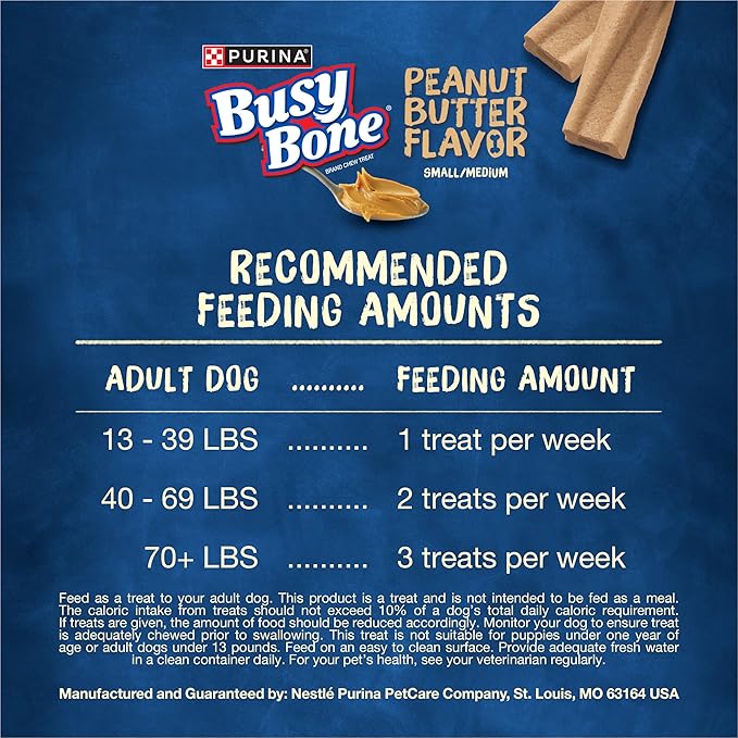 Purina Busy Bone Adult Dog Chew Bone Treats, Peanut Butter - 6 ct. Pouch-Mewly Pet