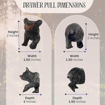 BestGiftEver Black Bear Drawer Pull and Cabinet Knob - Rustic Decor Dresser Hardware for Mountain, Cabin, Lodge or Woodland Home Decorations with Wildlife Charm (Bear Head and Tail Set)