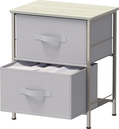 Simple Houseware 2 Tier Night Stands Dresser for Bedroom Organizer Drawer Storage Tower, Grey