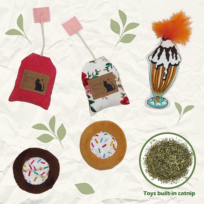8 Assortments Sweets Value Pack, Natural Interactive Catnip Cat Toys, Toy with Crinkle and Feather, Accessories for Indoor Cat, Kitten Toys-Mewly Pet