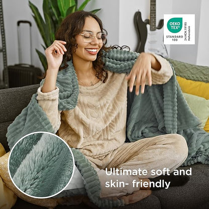 Bedsure GentleSoft Twin Blanket for Couch - Cozy Soft Blankets for Women, Cute Small Fleece Throws for Girls, Sage Green, 60x80 Inches