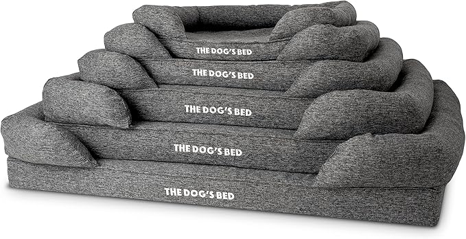 The Dog’s Bed, XL Grey Poly-Linen 43.5x34, Memory Foam, Pain Relief: Arthritis, Hip & Elbow Dysplasia, Post Surgery, Lameness, Supportive, Calming, Waterproof Washable Cover, Veterinary Approved-Mewly Pet