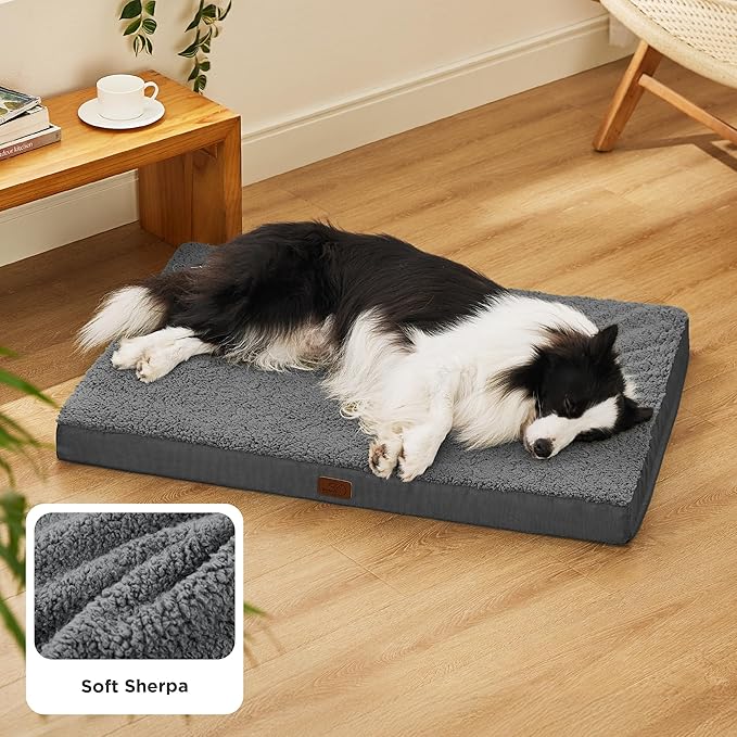 Bedsure Dog Beds Large Sized Dog - Orthopedic Flat Pet Beds with Removable Washable Cover, Egg Crate Foam Puppy Mat, Suitable for Pet Up to 65 lbs-Mewly Pet
