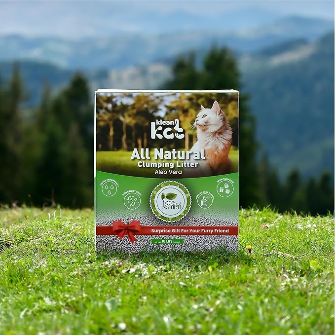 All Natural Clumping Cat Litter – Multiple Scents – Low Dust, Odor Control – (Aloe Vera) 18 lb - Surprise Toy Inside-Mewly Pet