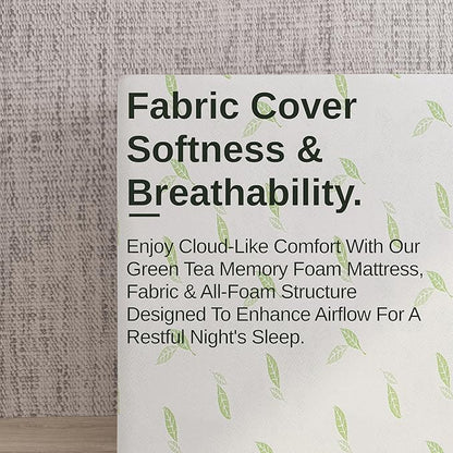 NapQueen Queen Size, 6 Inch Anula Green Tea Infused Memory Foam Mattress, Bed in a Box, CertiPUR-US Certified Mattress