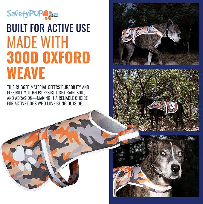 Dog Reflective Vest – Hi-Vis Fluorescent Visibility That Helps to Safeguard Your Pet On/Off Leash in Urban & Rural Areas (Camo, X-Small)-Mewly Pet