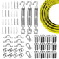 Globe String Light Suspension Kit, Outdoor Light Guide Wire, Vinyl Coated Stainless Steel Steel Cable，Include 100ft Transparent PVC and 304 Stainless Steel Wire Cable, Turnbuckle and Hooks