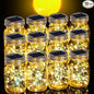 Cooo 12 Pack Solar Lanterns Outdoor Waterproof Upgraded Crystal Glass Solar Mason Jar Lights 30 LED 215% Larger SolarPanel, Anti-Rust Lid（Just a Little More,Get Double The Delight-Warm White）