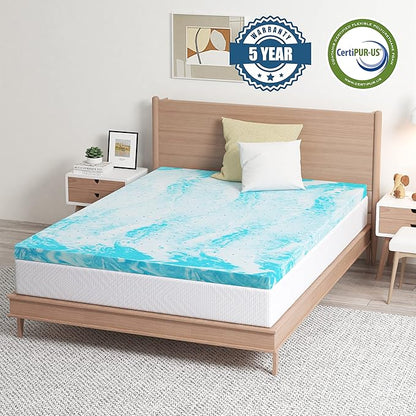 EGO Topper 4 Inch King Memory Foam Mattress Topper, Gel Foam Mattress Topper for Pressure Relief, Ventilated Design Bed Topper in a Box, CertiPUR-US Certified, 76"×80", Medium