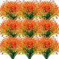 Hoteam 40 Bundles Fall Outdoor Artificial Flowers Plants UV Resistant Outside Faux Flowers Plastic Fake Plants Outdoor Summer Seasons Decoration Shrubs Garden Porch, Orange