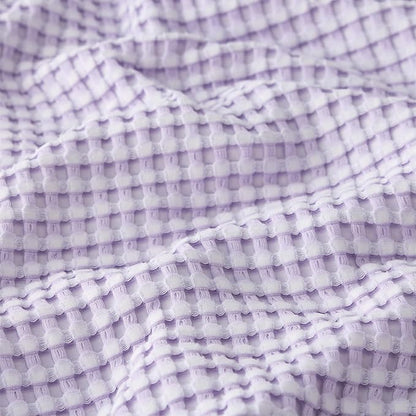 Bedsure Cooling Cotton Waffle Queen Size Blanket - Lightweight Breathable Blanket of Rayon Derived from Bamboo for Hot Sleepers, Luxury Throws for Bed, Couch and Sofa, Purple, 104x90 Inches