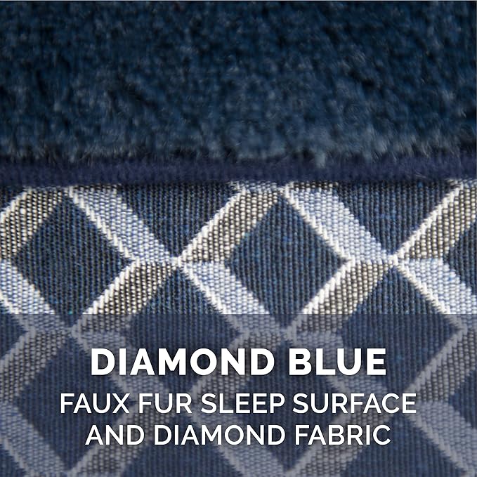 Furhaven Memory Foam Dog Bed for Medium/Small Dogs w/ Removable Bolsters & Washable Cover, For Dogs Up to 35 lbs - Plush & Woven Decor Comfy Couch Sofa - Diamond Blue, Medium-Mewly Pet