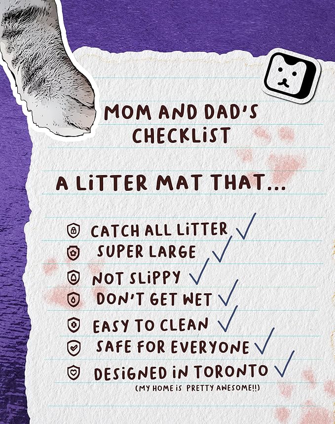 Lukamoo® Cute Cat Litter Mat (30’’x20’’), Large/L, for Kitty Litter & Cute Cat Litter Box, Litter Trapping Mat (Pointed, Cornered)-Mewly Pet