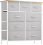 YITAHOME Dresser with 9 Drawers - Fabric Storage Tower, Organizer Unit for Room, Living Room, Hallway, Closets - Sturdy Steel Frame, Wooden Top & Easy Pull Fabric Bins (Light Gray)