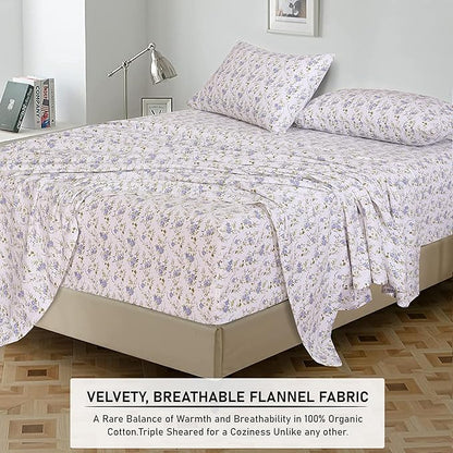 RUVANTI Flannel Sheets King Size - 100% Cotton Brushed King Size Sheets Set - Deep Pockets 16 Inches Bed Sheets - All Seasons Breathable & Extra Soft - Warm & Cozy, 4 Piece, Sand Rose