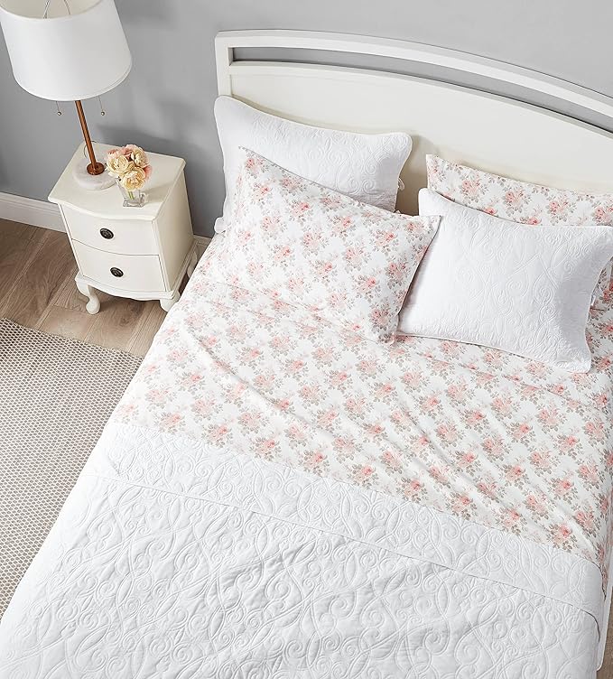 Laura Ashley - Flannel Sheets Full Size, Anti-Pilling & Wrinkle Resistant Cotton, Touchably Soft for All-Season Comfort - Bed Sheets with Matching Pillowcases & Fitted Sheet (Lisalee Pink)