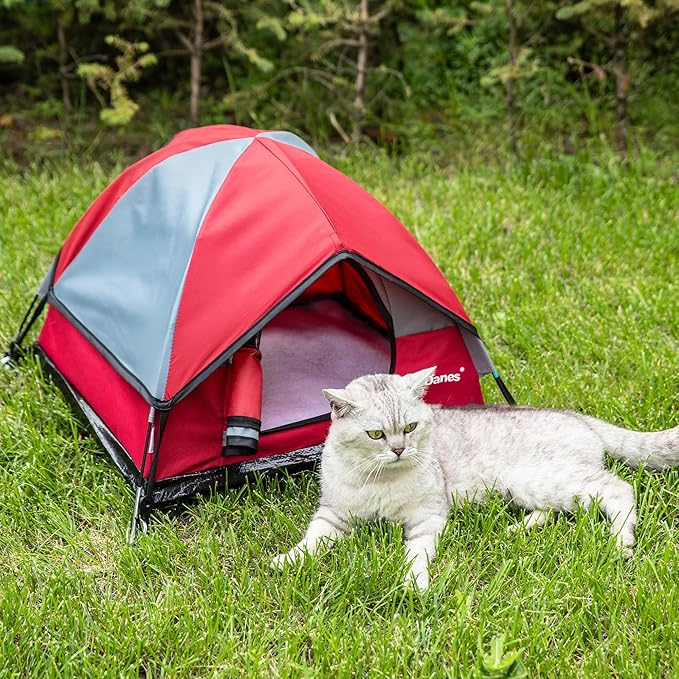 GDanes Cat House Portable Indoor/Outdoor Red Cat Tent for Cats and Small Dogs with Soft Pad-Mewly Pet