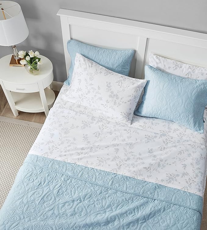 Laura Ashley - Flannel Sheets Twin Size, Anti-Pilling & Wrinkle Resistant Cotton, Touchably Soft for All-Season Comfort - Bed Sheets with Matching Pillowcase & Fitted Sheet (Fawna Grey)