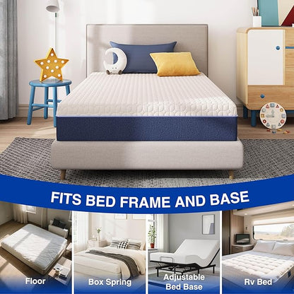6 Inch Full Size Mattress, Gel Cooling Memory Foam Mattress in A Box, Medium Firm Feel for Back Pain Relief, CertiPUR US Certified