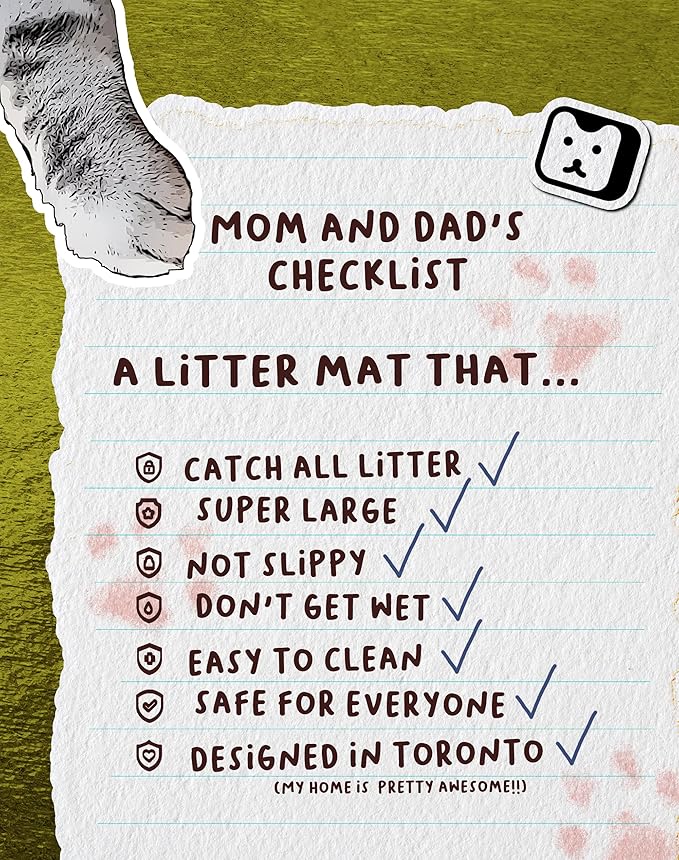 Lukamoo® Cute Cat Litter Mat (30’’x20’’), Large/L, for Kitty Litter & Cute Cat Litter Box, Litter Trapping Mat (mackerel tabby)-Mewly Pet