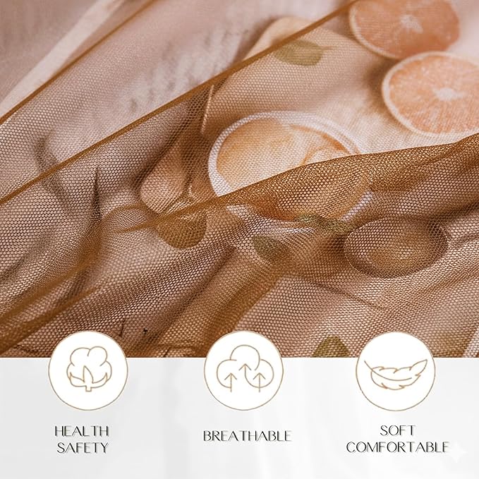 Akiky Canopy Bed Curtain with Lights Bed Drapes for Girls Adults Soft Bed Canopy Scarf for Bed Room Decoration (Full/Queen, Coffee)