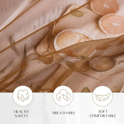 Akiky Canopy Bed Curtain with Lights Bed Drapes for Girls Adults Soft Bed Canopy Scarf for Bed Room Decoration (Full/Queen, Coffee)