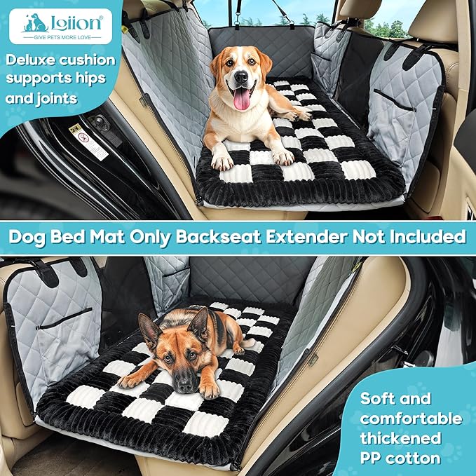 Dog Car Bed Mat, Non-Slip Backseat Extender Pet Blanket, Plaid Dog Bed for SUVs, Sedans & Trucks, Chew-Resistant Travel Pad for Dogs, Easy Clean & Scratch-Proof & Comfort (50"x24.6")-Mewly Pet