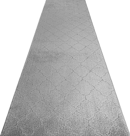 Custom Size Modern Runner Rug Carpet for Hallway Entryway Foyer Kitchen, Slip Resistant Latex Rubber Backed 31 inch Wide X Customized Length, Clouds Grey, 31 inch X 12 feet