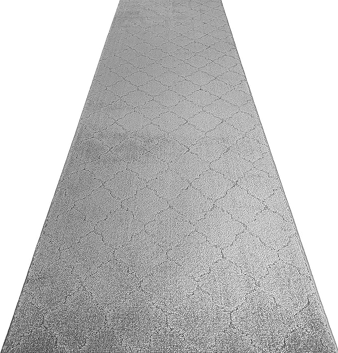 Custom Size Modern Runner Rug Carpet for Hallway Entryway Foyer Kitchen, Slip Resistant Latex Rubber Backed 31 inch Wide X Customized Length, Clouds Grey, 31 inch X 21 feet
