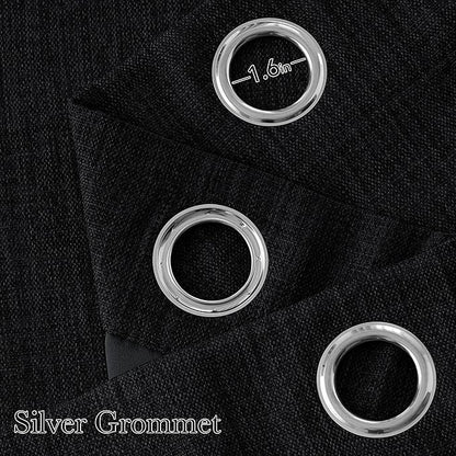 NICETOWN Short Faux Linen Black Blackout Curtains 63 inches Long for Kitchen - Privacy Panels for Living Room Bedroom, Modern Farmhouse Style Easy Care Grommet Top, 2 Panels, W42 by L63
