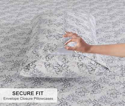 RUVANTI Flannel Sheets Queen Size - 100% Cotton Double Brushed Bed Sheets, Deep Pockets 16 Inches Queen Sheet Set, All Seasons Breathable & Extra Soft - Warm & Cozy, 4 Piece, Pacific