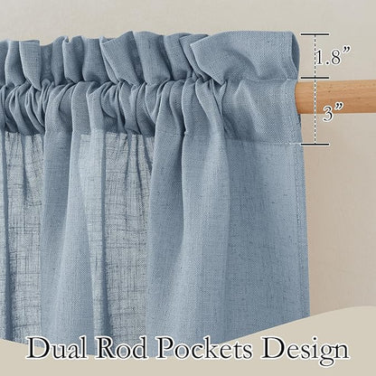 RYB HOME Thick Blue Linen Curtains 72 inch Length for Home Office Nursery, Thick Heavy Textured Breathable Privacy Assured Wrinkle Resistance Boho, W 52 x L 72 inches, Dusty Blue, 2 Panels