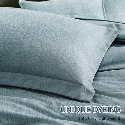 Monbix King Size Comforter Set,7 Pieces Dusty Blue Cationic Dyeing Bed in a Bag King with Comforter, Sheets, Pillowcases & Shams, All Season Reversible Bedding Comforters