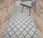 Custom Size Modern Runner Rug Carpet for Hallway Entryway Foyer Kitchen, Slip Resistant Latex Rubber Backed 31 inch Wide X Customized Length, Trellis Grey, 31 inch X 17 feet